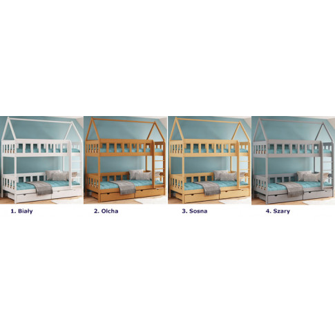 kolory łóżka piętrowego typu domek z szuflada gigi 4x