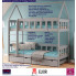 Infografika szarego łóżka piętrowego w kształcie domku gigi 4x