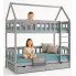 Szare skandynawskie łóżko piętrowe domek dla dzieci - Varcon 4X 200x90 cm