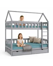 Szare skandynawskie łóżko piętrowe domek dla dzieci - Varcon 4X 200x90 cm w sklepie Edinos.pl