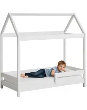 Białe łóżko parterowe domek z materacem - Kiders 160x80 cm w sklepie Edinos.pl