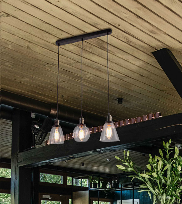 Potrójna regulowana lampa wisząca nad wyspę S609-Melamin