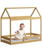 Skandynawskie drewniane łóżko z materacem, sosna - Kiders 190x80 cm w sklepie Edinos.pl