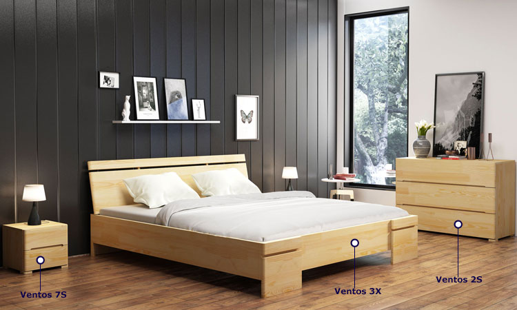 Drewniany zestaw nowoczesnych mebli do sypialni Ventos 3G