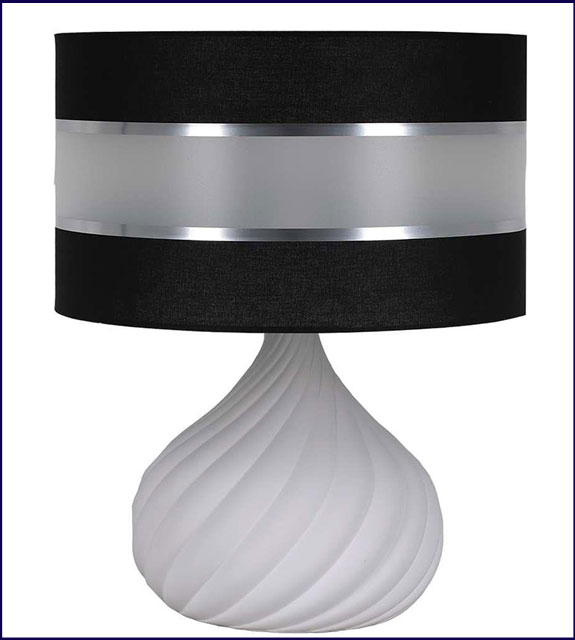 Biało-czarna lampa stołowa do salonu z abażurem S614-Hares