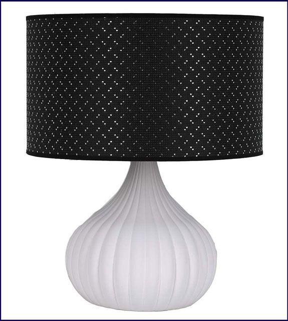 Czarno-biała lampa stołowa do salonu z abażurem S615-Xena