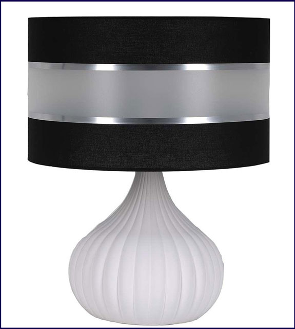 Biało-czarna lampa stołowa do salonu z okrągłym abażurem S617-Xena