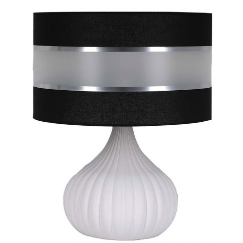 Biało-czarna lampa stołowa z abażurem w paski S617-Xena