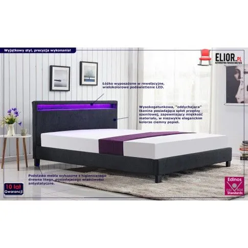 Fotografia Łóżko Mave 160x200 - ciemny popiel z kategorii Łóżka