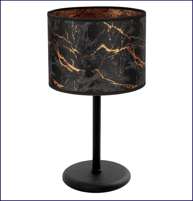 Czarna lampka nocna z miedzianym marmurowym wzorem S628-Torsa