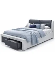 Czarno-białe łóżko z szufladami 140x200 - Feniks w sklepie Edinos.pl