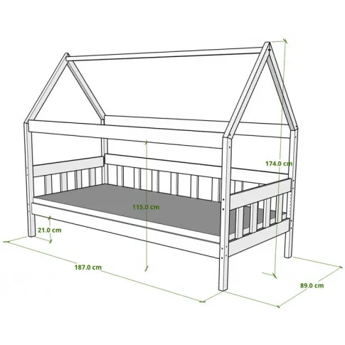 łóżko drewniane domek z materacem 180x80 dada 3x