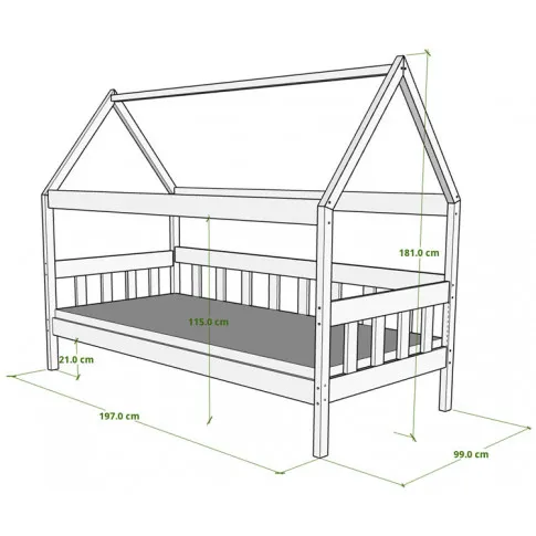 łóżko sosnowe dla dziecka domek 190x90 dada 3x