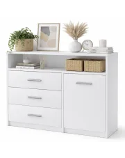 Biała komoda z szufladami i półkami - Nemeso 4X w sklepie Edinos.pl