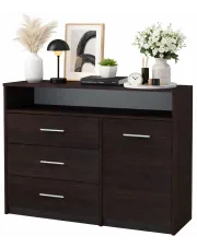 Komoda wysoka z szufladami i półkami do salonu wenge - Nemeso 4X w sklepie Edinos.pl