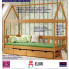 Infografika drewnianego łóżka dziecięcego w ksztalcie domku dada 4x