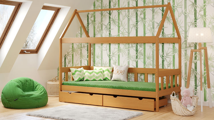 Pokój dziecięcy z zastosowaniem łóżka domek Dada 4X