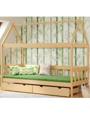 Łóżko domek dla dziecka z 2 szufladami, sosna - Dada 4X 160x80 cm w sklepie Edinos.pl