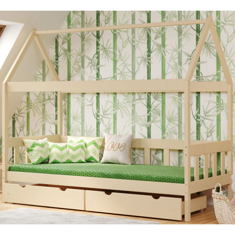 drewniane pojedyncze łóżko dziecięce w ksztalcie domku dada 4x