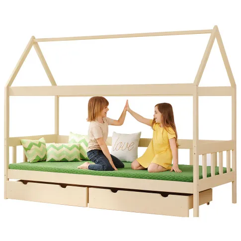 Drewniane łóżko dziecięce domek z szufladami Dada 4X