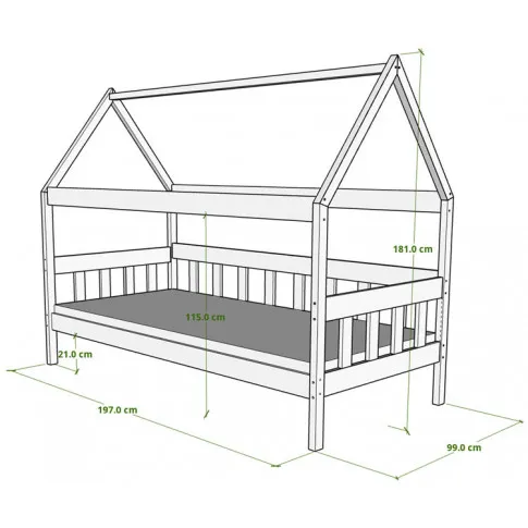 łóżko pojedyncze domek 190x90 dada 4x