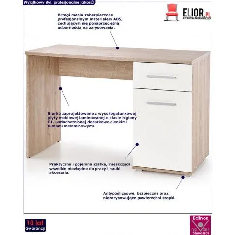 Szczegółowe zdjęcie nr 4 produktu Nowoczesne biurko dąb sonoma + białe - Lines