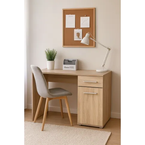 Szczegółowe zdjęcie nr 4 produktu Skandynawskie biurko z szufladą i szafką dąb sonoma 120 cm - Kaloe