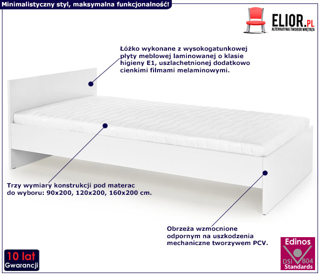 Świetne łóżko Lines 120x200 cm - białe