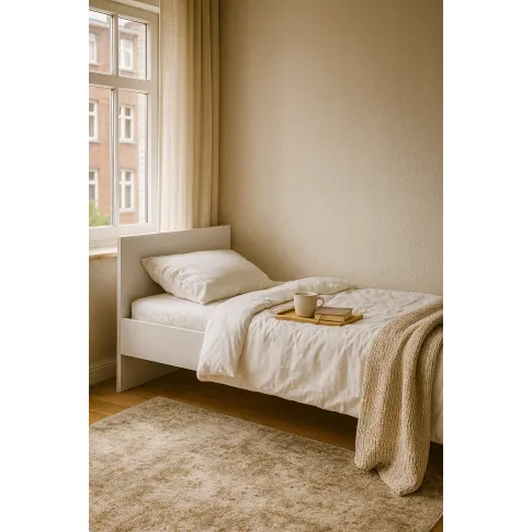 Szczegółowe zdjęcie nr 4 produktu Białe skandynawskie pojedyncze łóżko - Kaloe 90x200