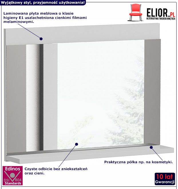 Białe lustro ścienne do łazienki Haston 2X