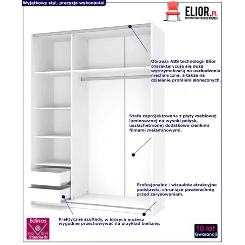 Fotografia Szafa przesuwna Kaloe S1 - dąb sonoma z kategorii Szafy