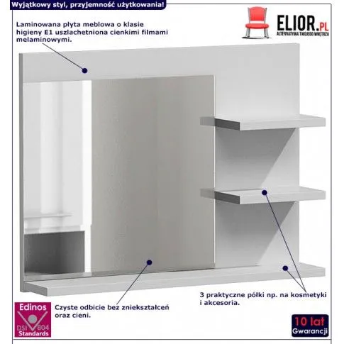 Fotografia Lustro łazienkowe Elli 3X - biały połysk z kategorii Łazienka