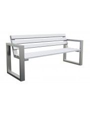 Metalowa ławka z drewnianym siedziskiem Norin White 180cm w sklepie Edinos.pl