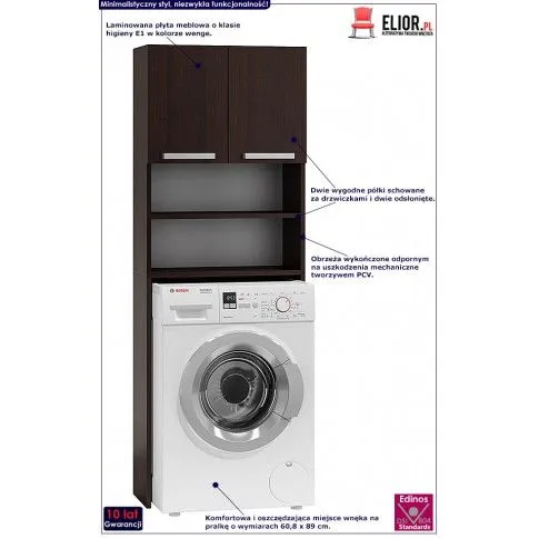 Fotografia Szafka nad pralkę Defis - wenge z kategorii Regały łazienkowe