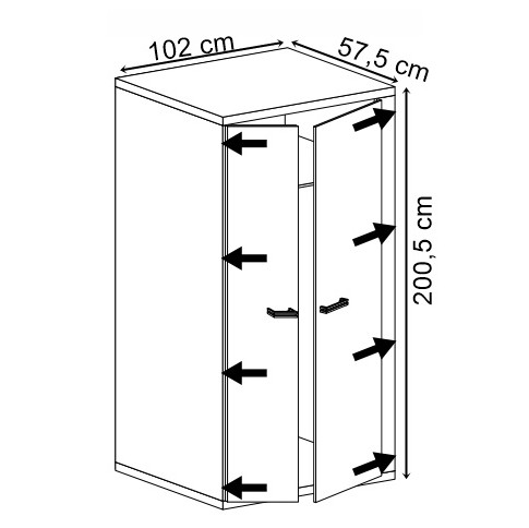 wymiary szafy dwudrzwiowej Inga 3X