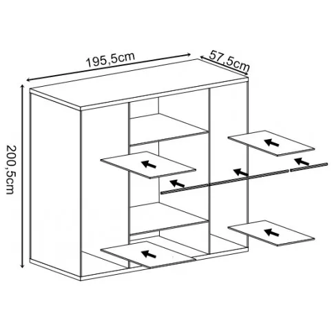 wymiary szafy czterodrzwiowej Inga 5X