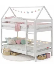 Białe skandynawskie łóżko piętrowe domek dla dzieci - Delisa 3X 160x80 cm w sklepie Edinos.pl