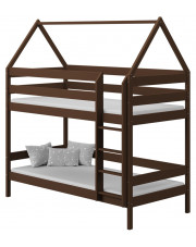 Łóżko piętrowe domek do dziecięcej sypialni, czekolada - Zuzu 3X 160x80 cm w sklepie Edinos.pl