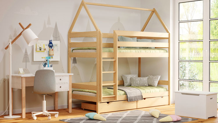 Dziecięca sypialnia z zastosowaniem łóżka piętrowego Zuzu 3X