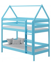 Niebieskie łóżko piętrowe domek dla rodzeństwa - Zuzu 3X 160x80 cm w sklepie Edinos.pl