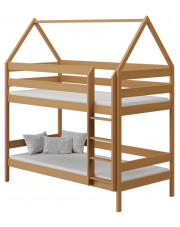 Drewniane łóżko piętrowe domek 2-osobowe, olcha - Zuzu 3X 160x80 cm w sklepie Edinos.pl