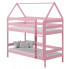 Różowe dziecięce łóżko piętrowe domek z 2 materacami - Zuzu 3X 160x80 cm