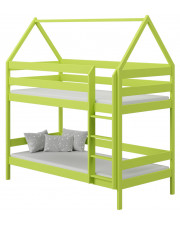 Zielone łóżko piętrowe 2-osobowe z drabinką - Zuzu 3X 160x80 cm w sklepie Edinos.pl