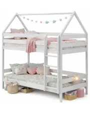 Białe piętrowe łóżko domek do dziecięcej sypialni - Delisa 3X 180x80 cm w sklepie Edinos.pl