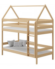 Łóżko dla 2 dzieci w kształcie domku, sosna - Zuzu 3X 180x80 cm w sklepie Edinos.pl