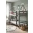 Szare dziecięce łóżko piętrowe domek drewniane Delisa 3X