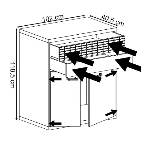 Układ wnętrza komody Inga 8X