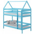Niebieskie łóżko dziecięce piętrowe typu domek - Zuzu 3X 180x90 cm