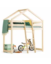 Piętrowe łóżko domek z barierką Dalli 8X - 12 rozmiarów w sklepie Edinos.pl