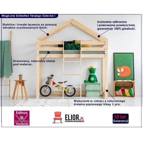 Zdjęcie Łóżko piętrowe pojedyncze domek Janga 8X- sklep Edinos.pl